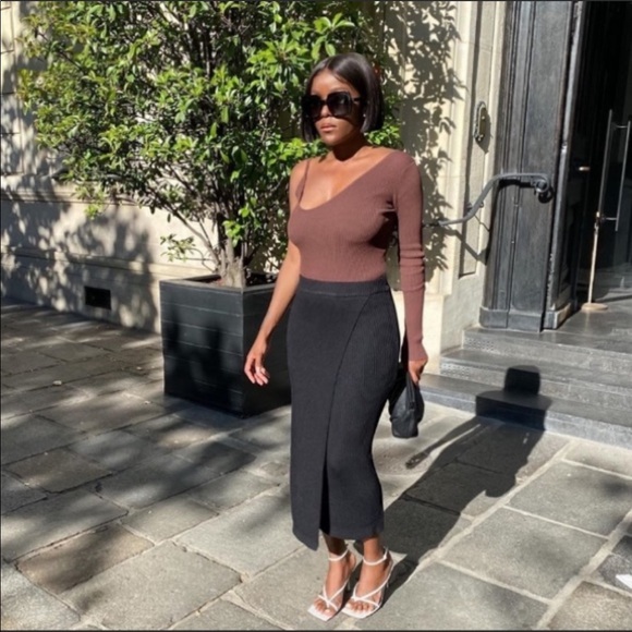 Zara Asymmetric Knit Top Chocolate - Picture 10 of 16